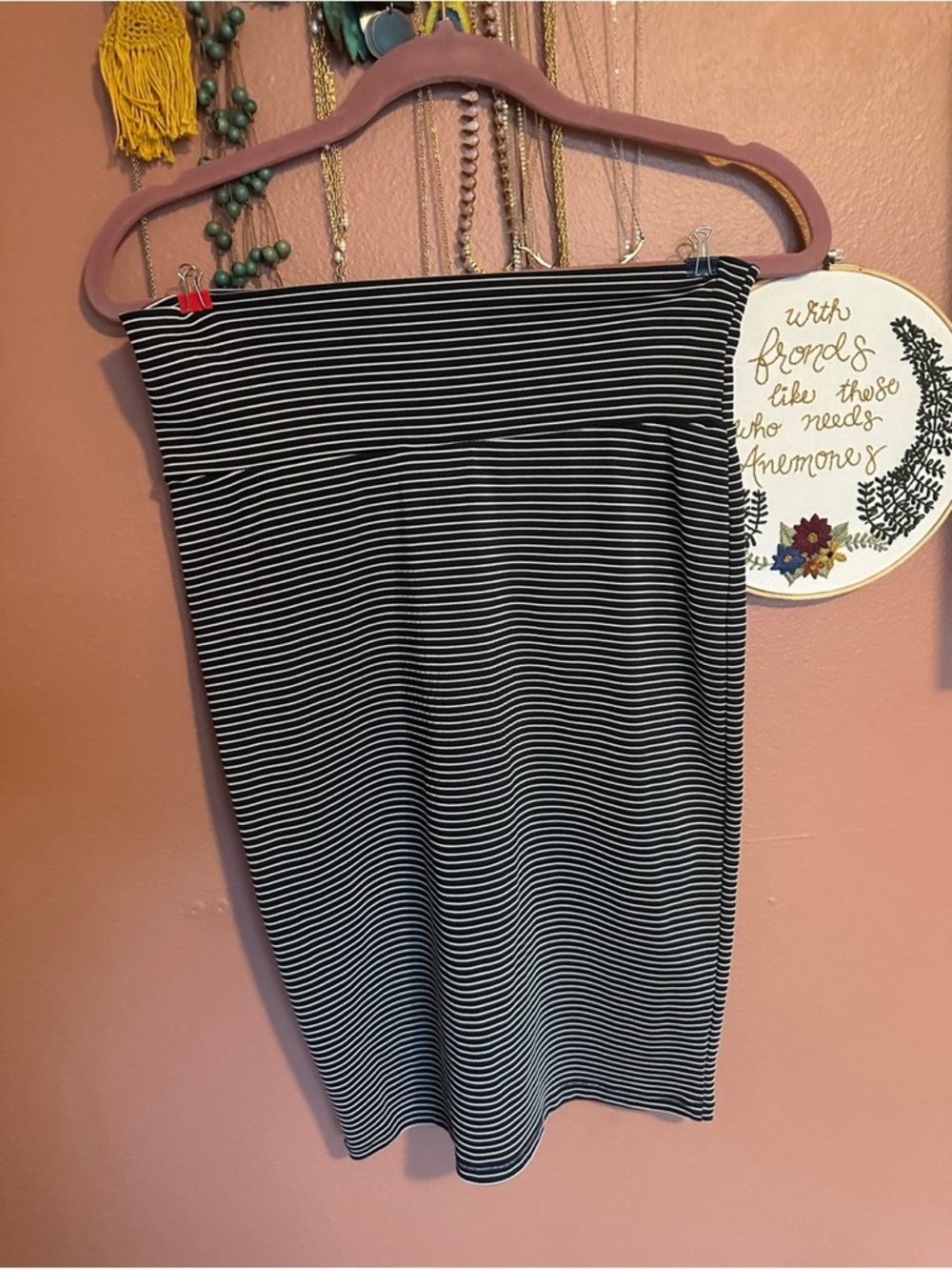 LuLaRoe Black and White Striped Midi Skirt